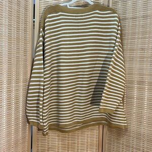Croft and Barrel Gold White striped boat neck cotton blend sweater 2X